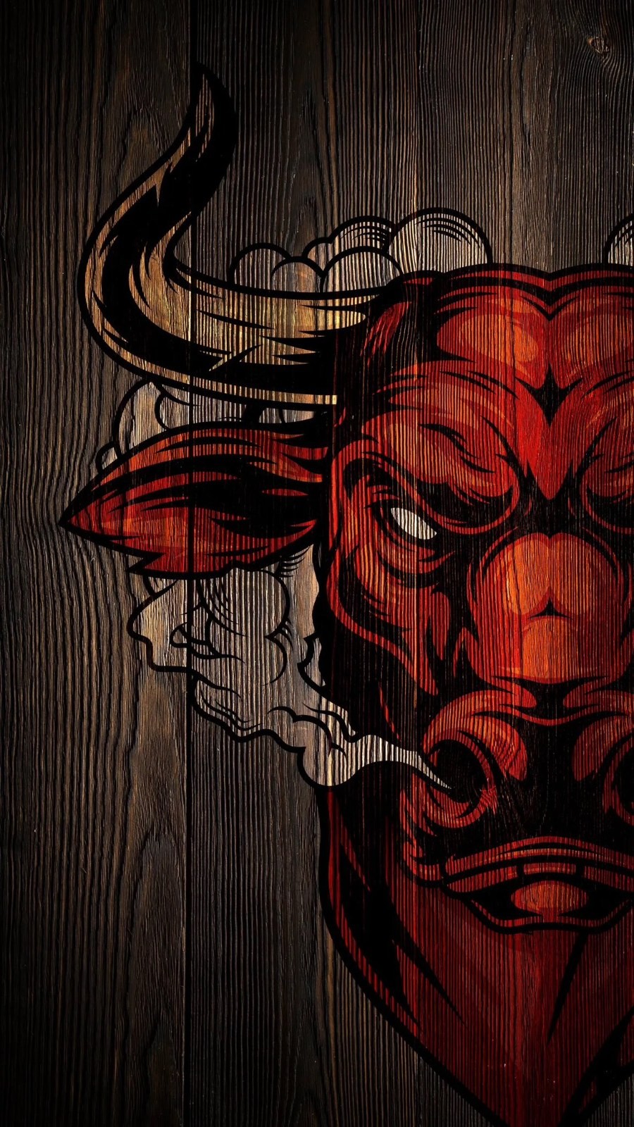 Red bull head close-up art