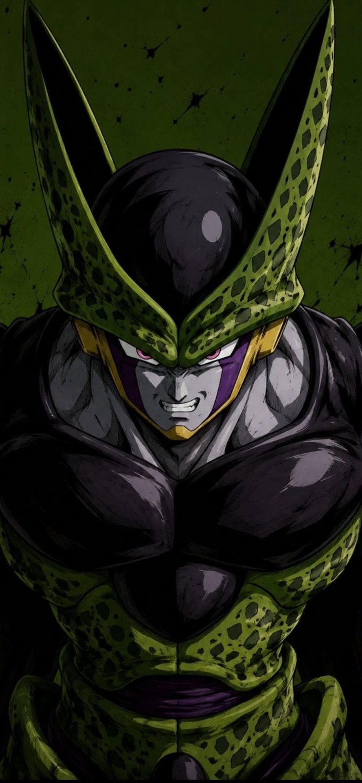 This artwork features a close-up of a fearsome creature's bust