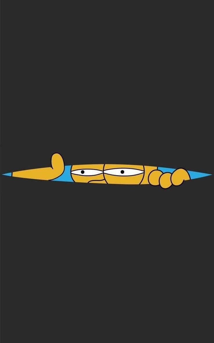 A cartoon illustration shows a yellow character peeking out from a gap